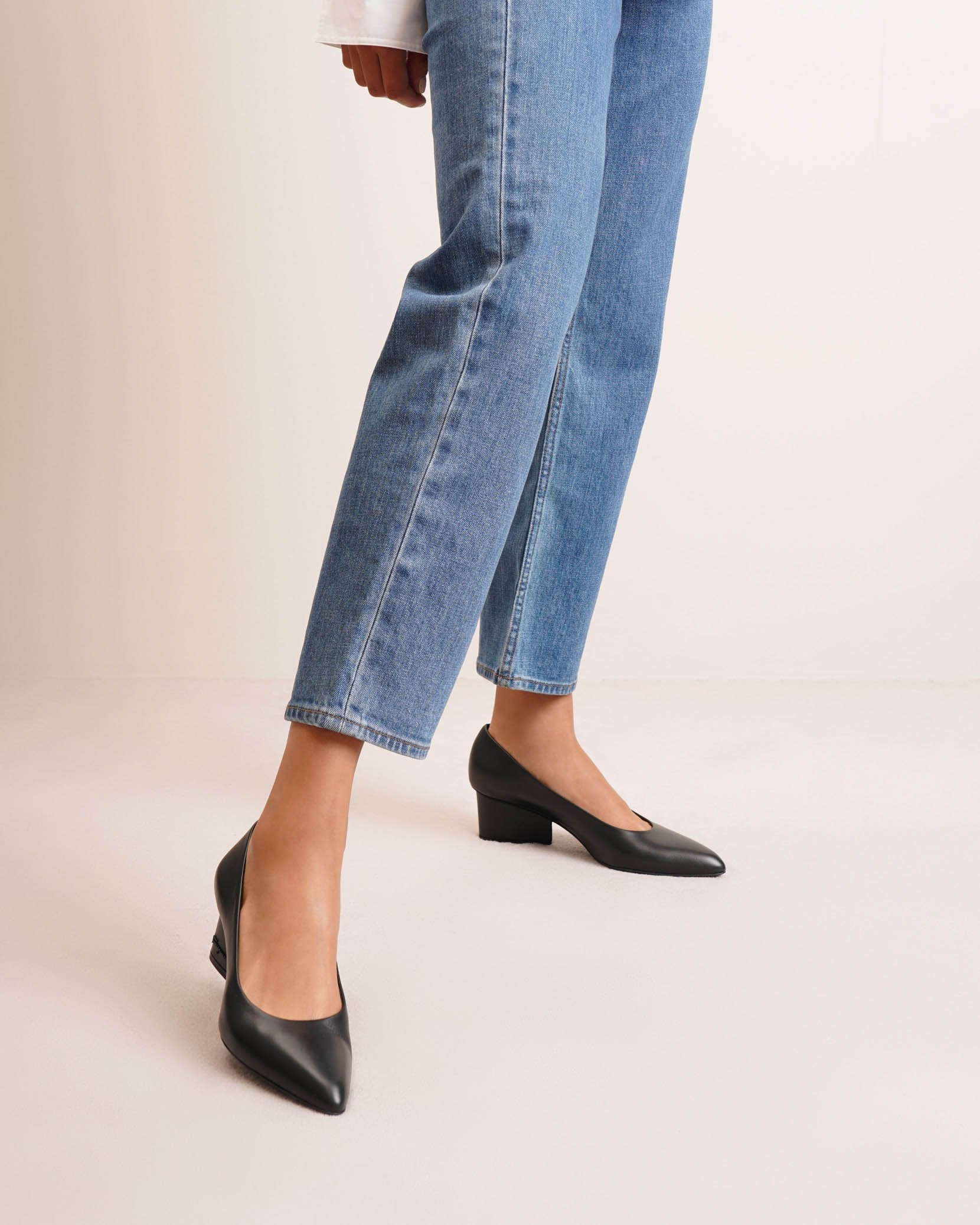 Velia 55 black leather pumps