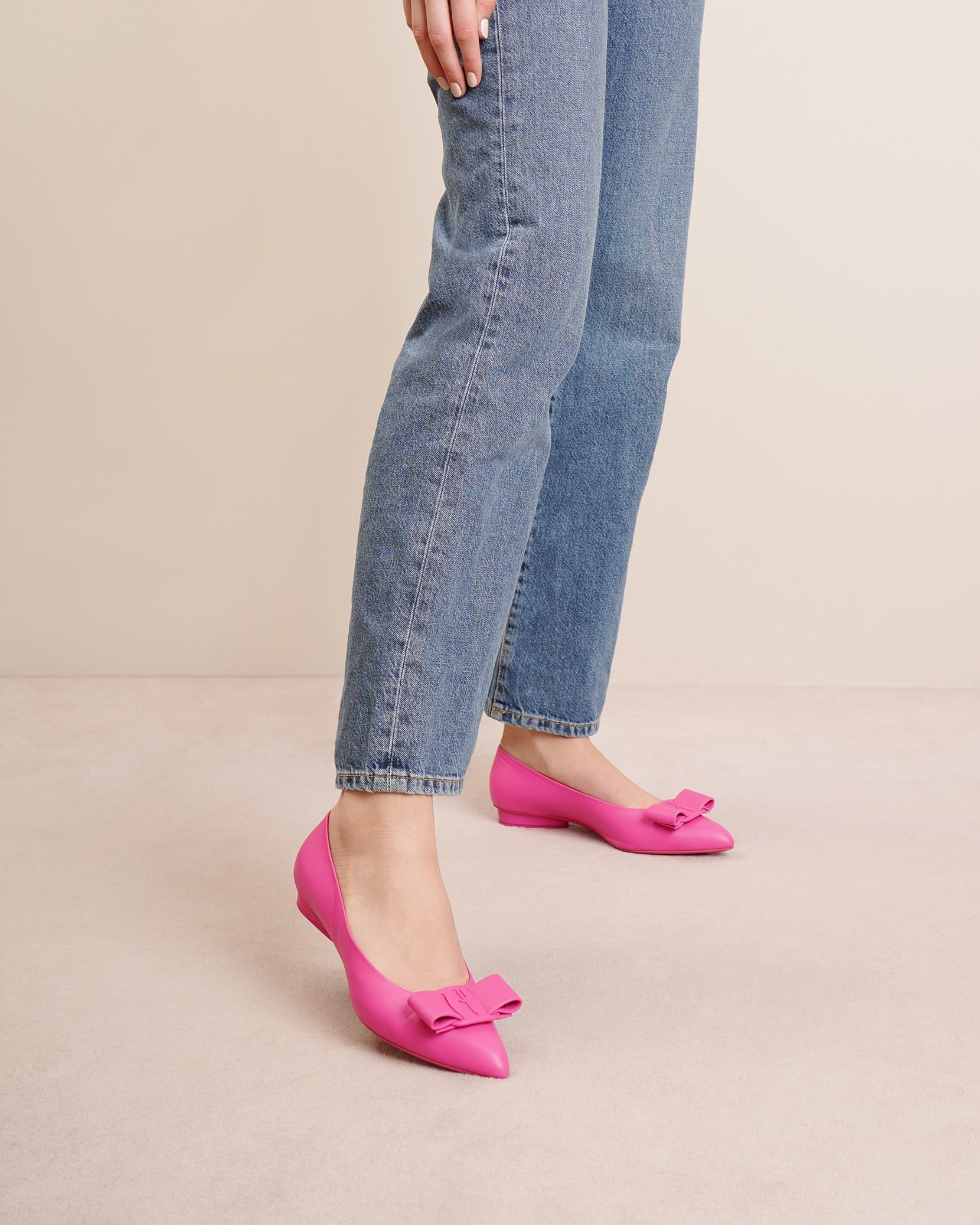 Viva hot pink leather flats