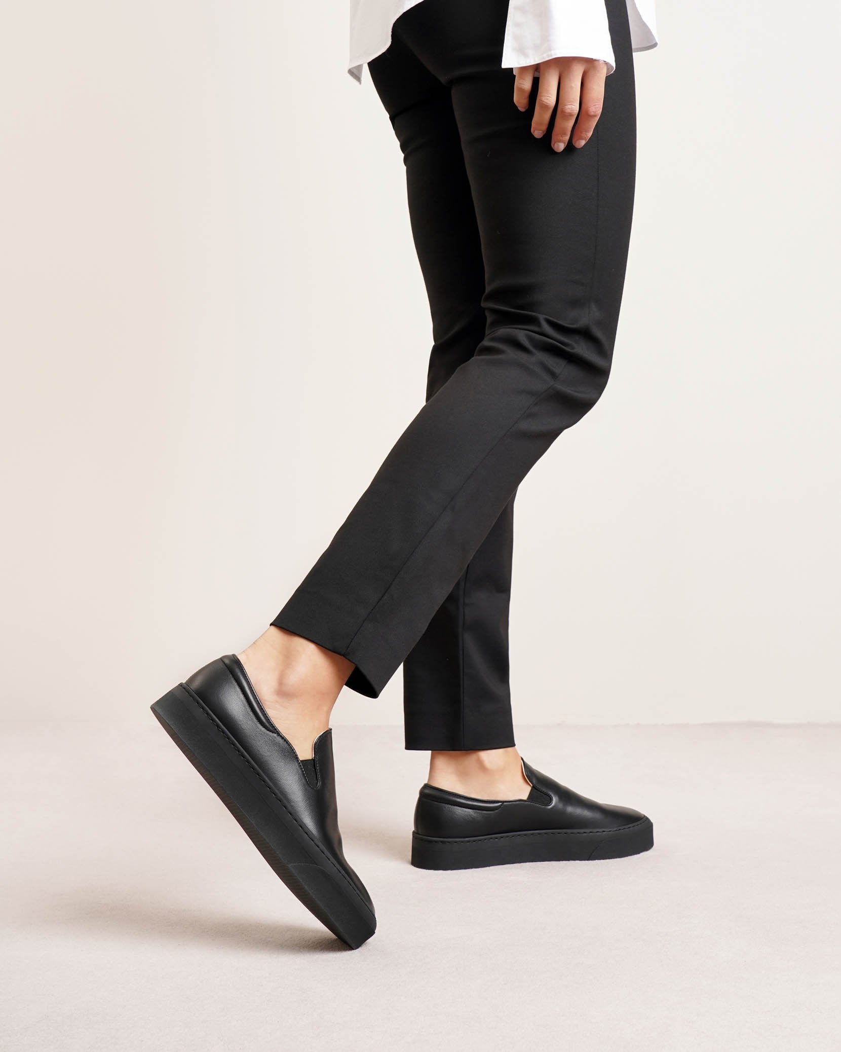 Marie H black nappa sneakers