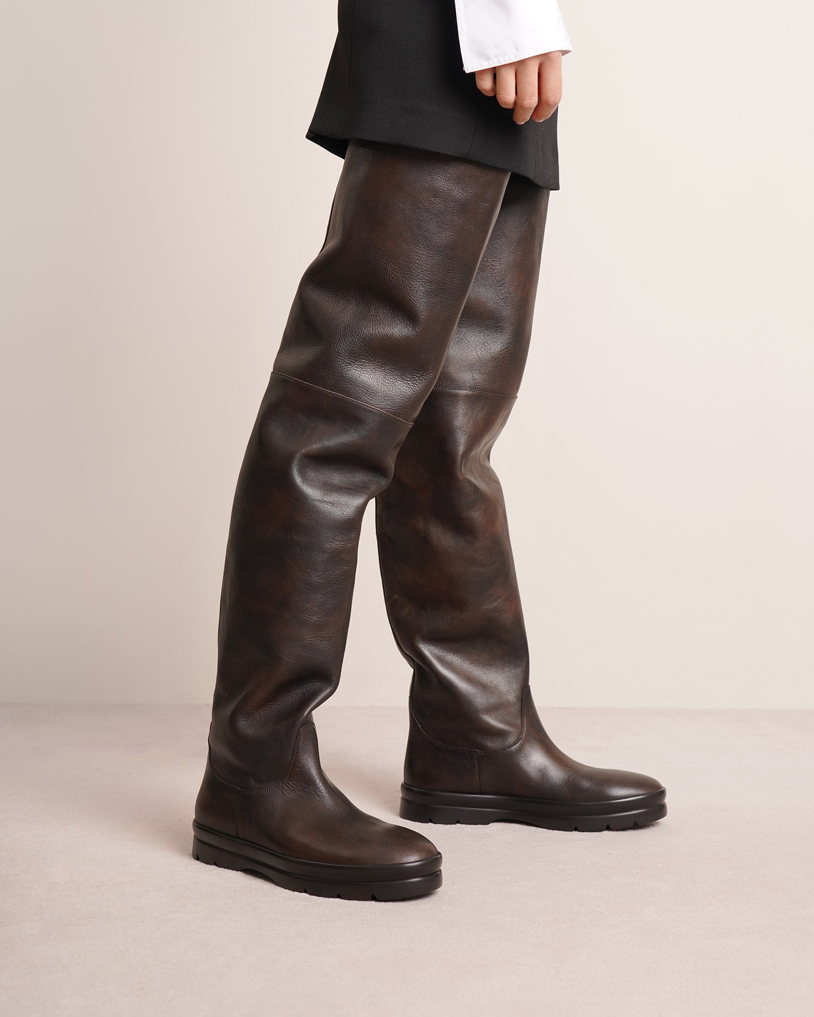 Billie vintage brown leather high boots