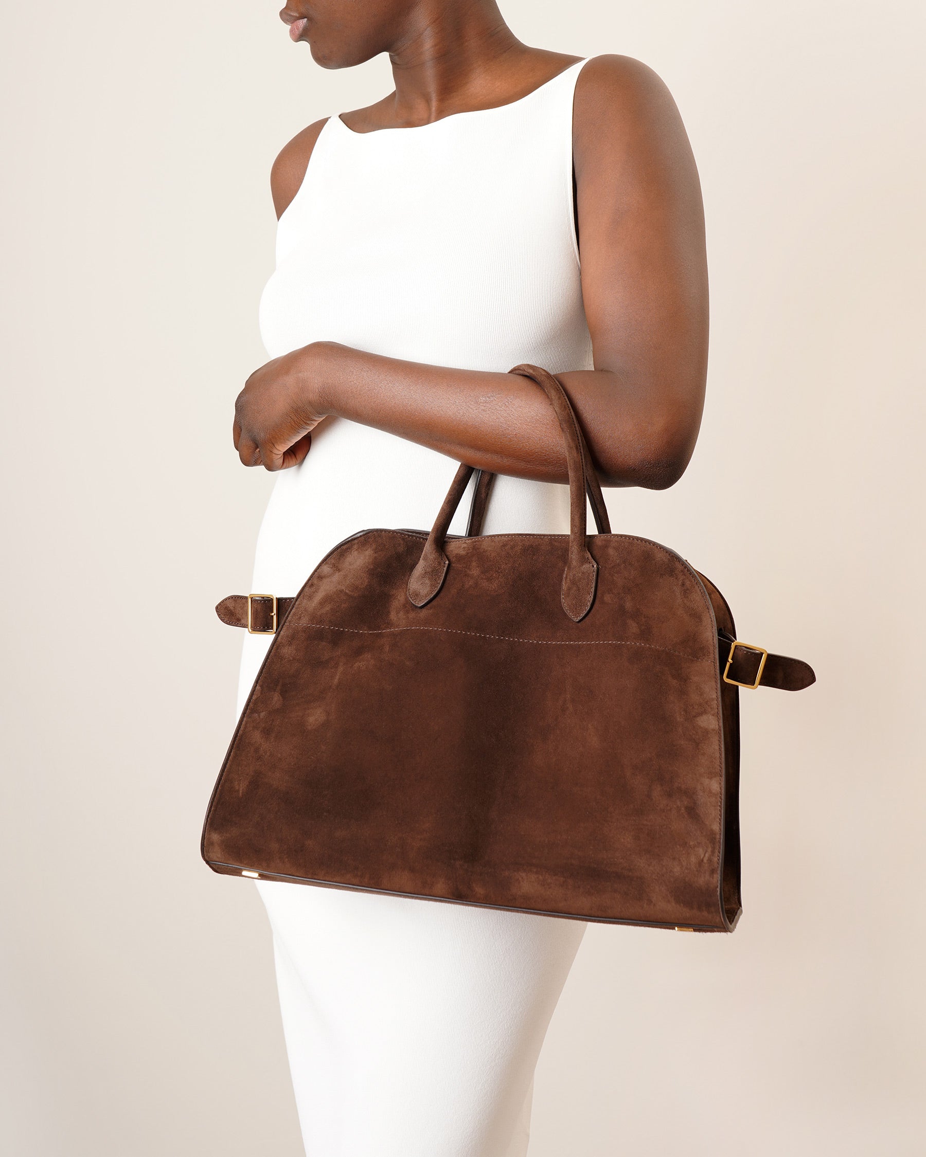 Soft Margaux 15 brown suede bag