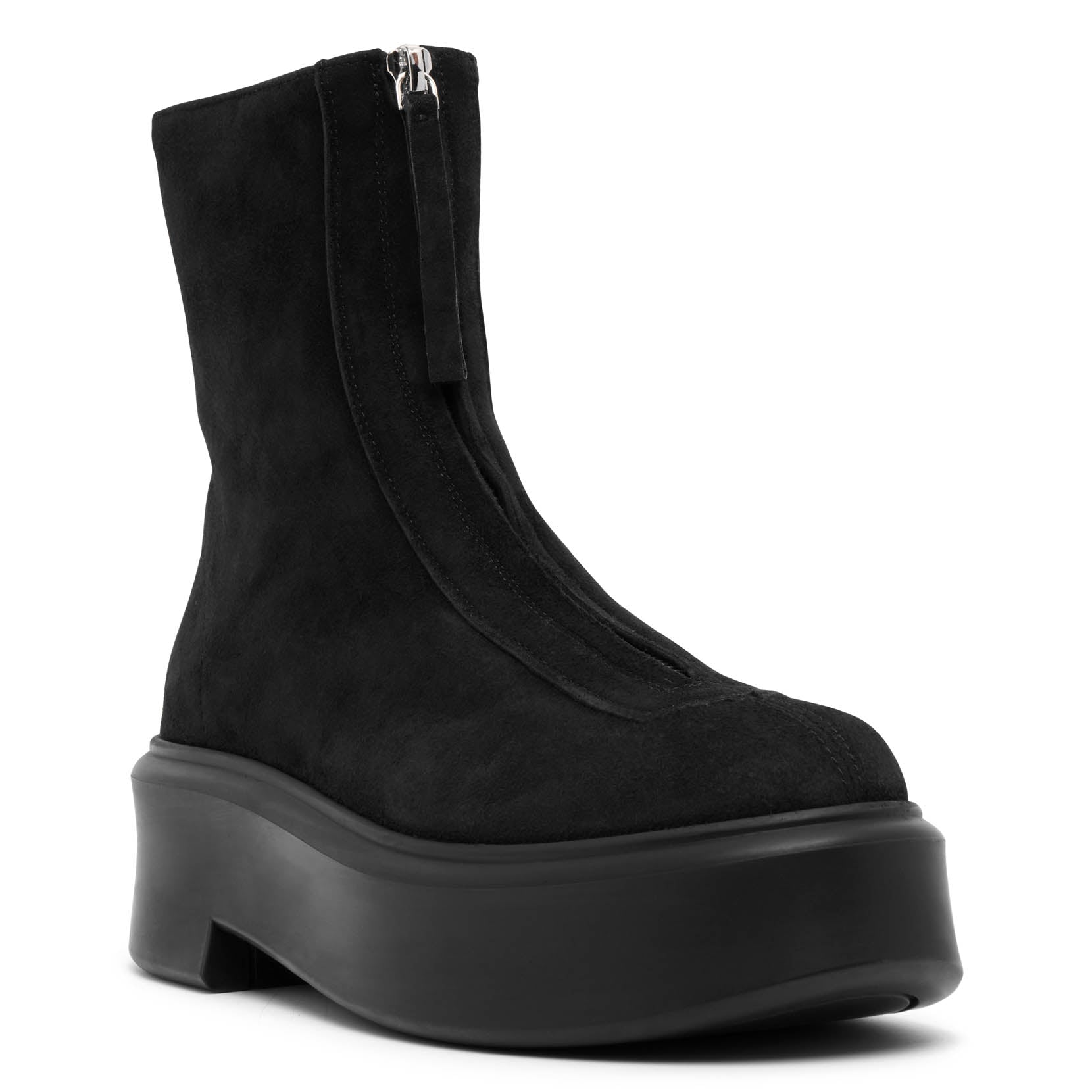 Zipped I black suede ankle boots