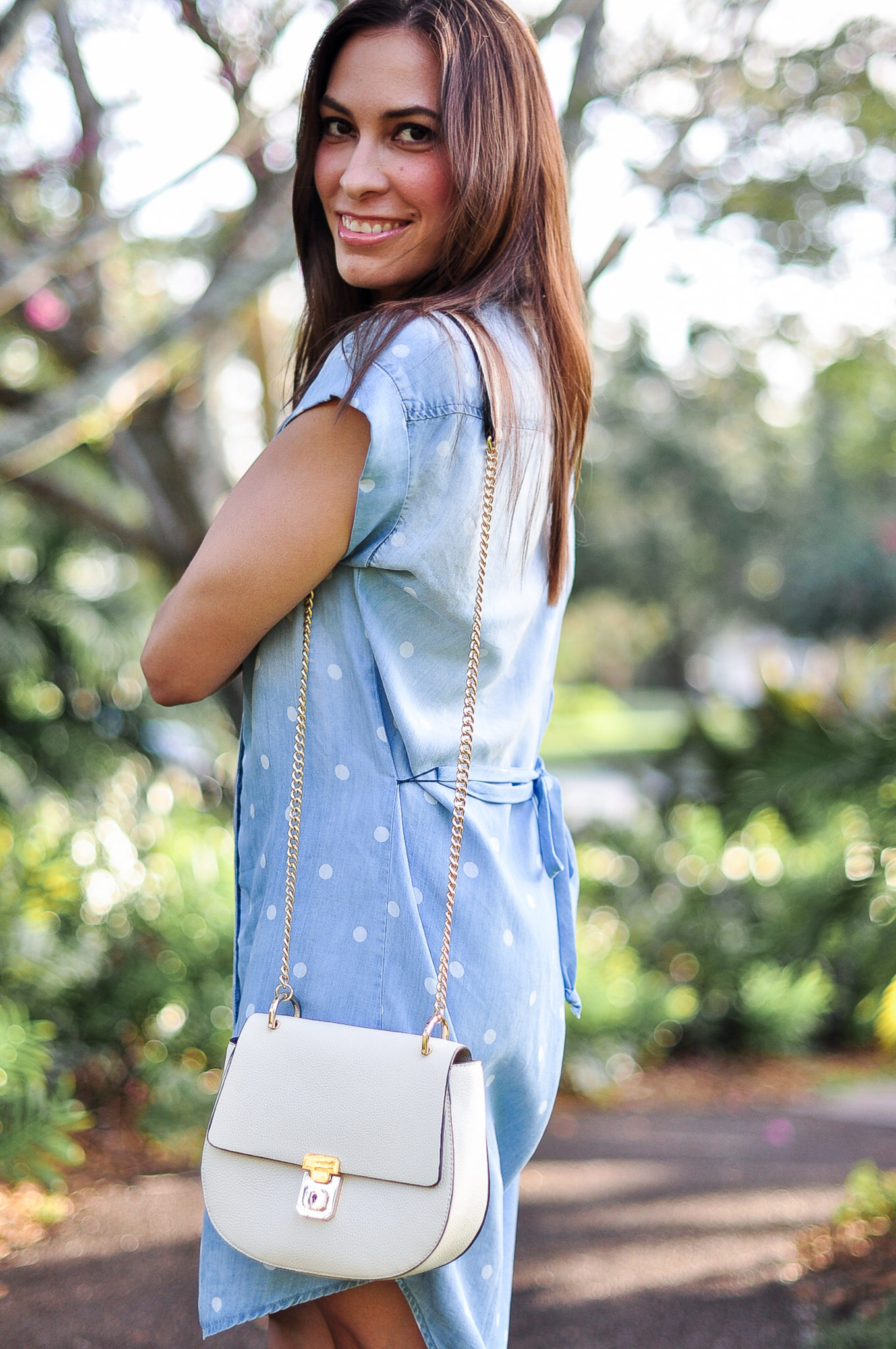 Bella Dahl Chambray Shirtdress styled by top FL fashion blogger, Best Luxury Designers Handbags