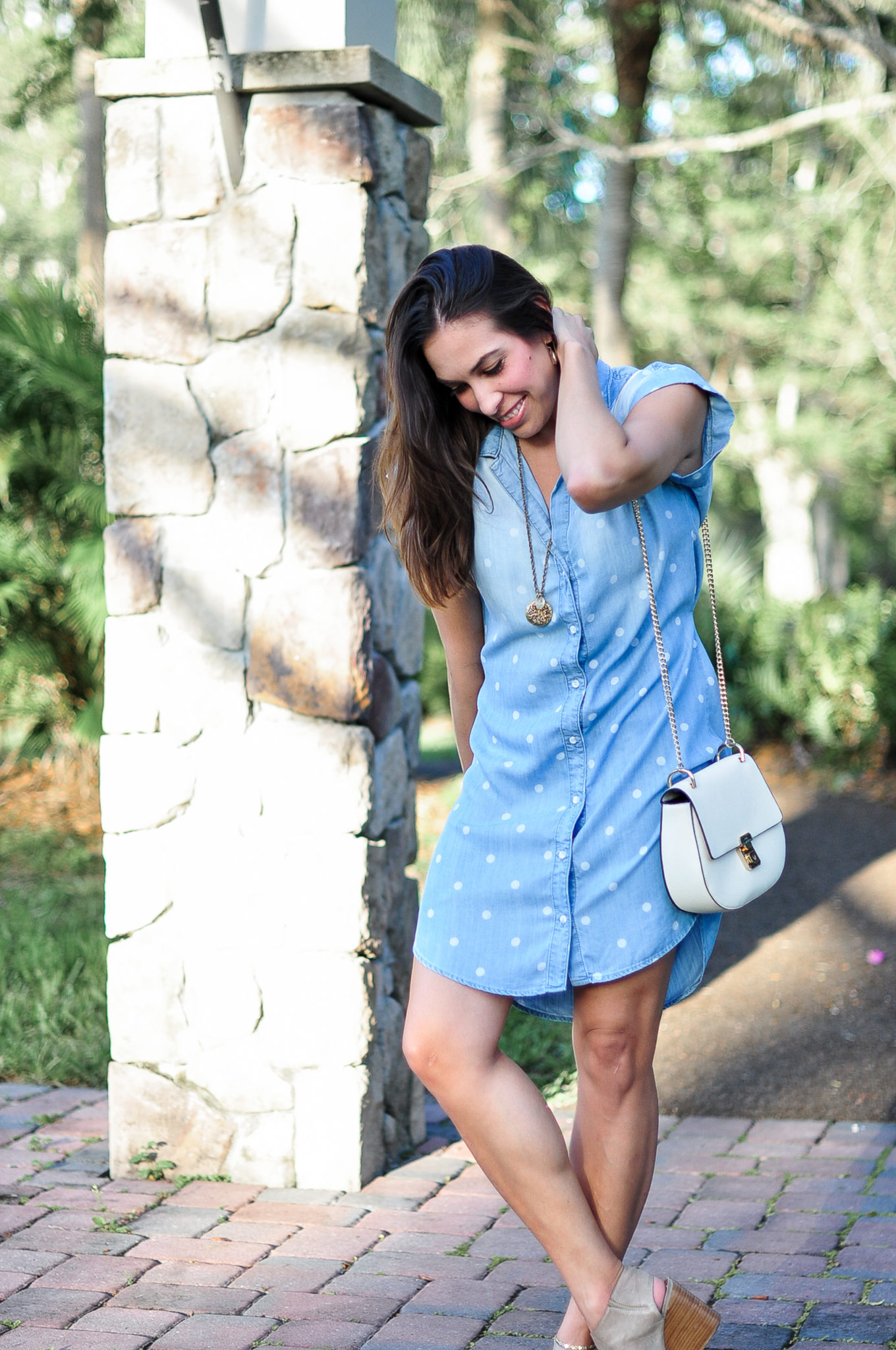 Bella Dahl Chambray Shirtdress styled by top FL fashion blogger, Best Luxury Designers Handbags