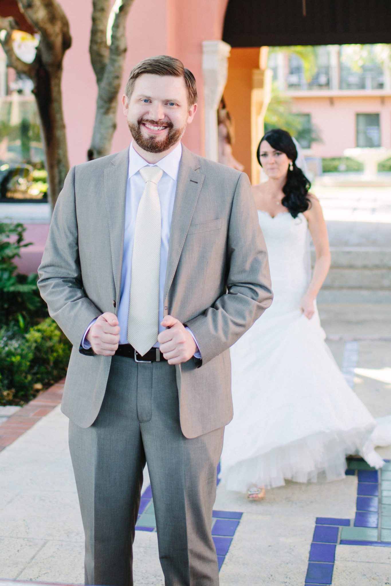 Aly and Keith Boca Resort wedding first look