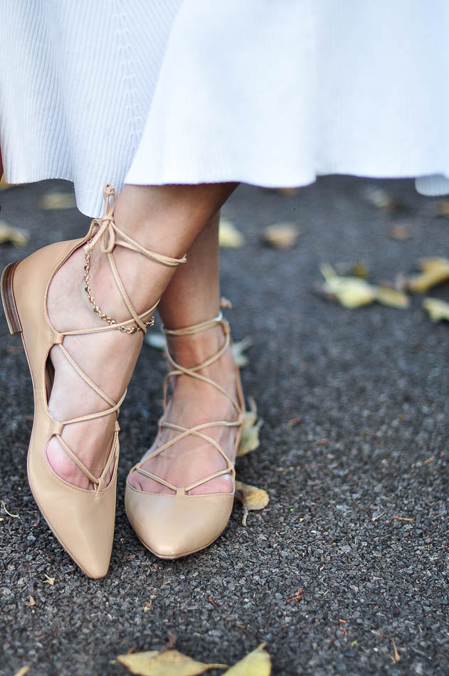 close-up of the Zara lace up flats