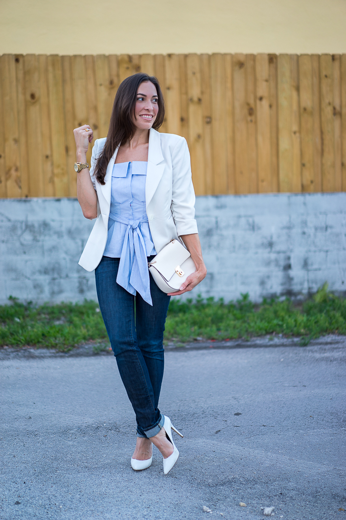 Best Luxury Designers Handbags Blogger Top Quality Luxury Handbag Shop wearing OP x Chelsea28 Bustier Striped Top