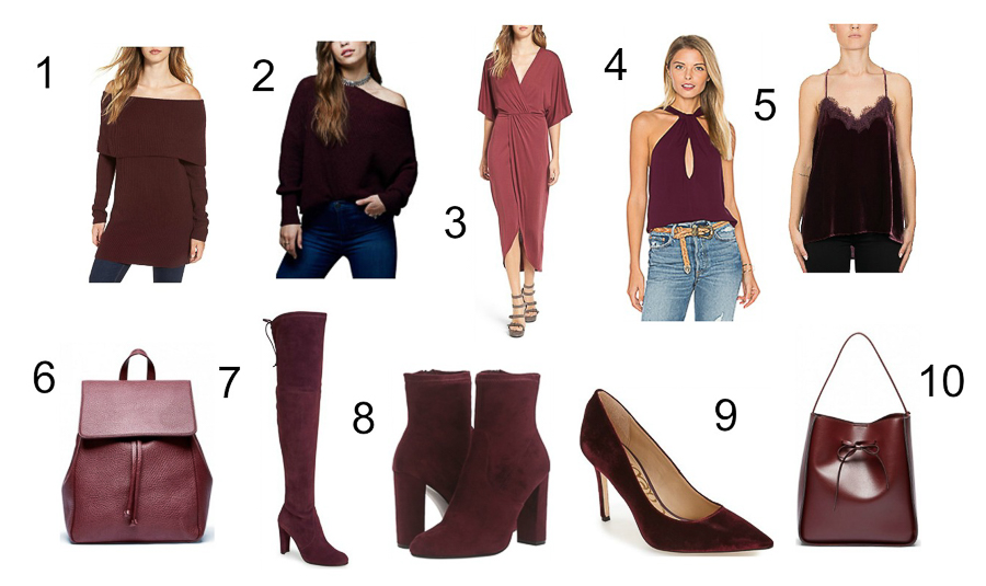 Best Luxury Designers Handbags blogger sharing her color crush - burgundy with picks including a burgundy dress, burgundy sweaters, burgundy booties, and burgundy bags