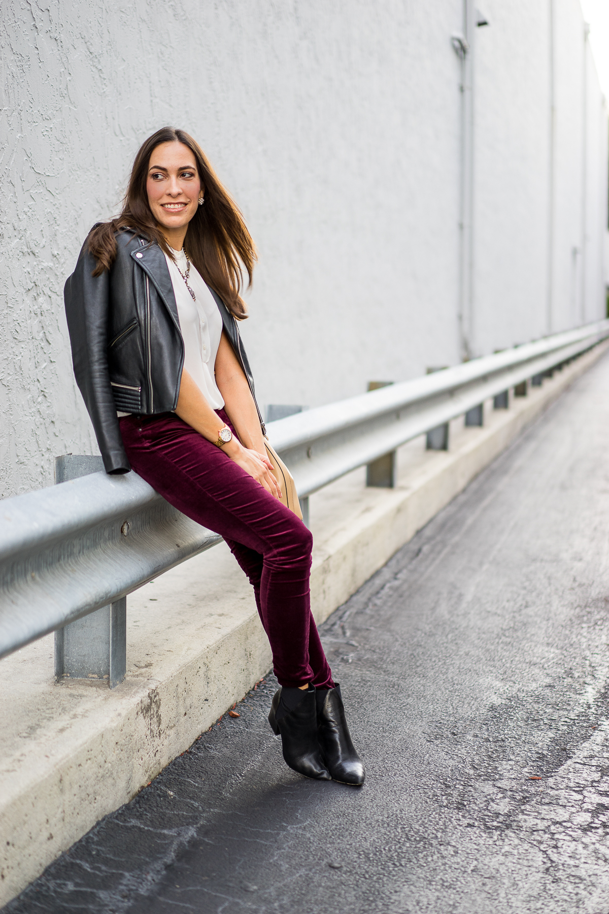 AG Velvet Leggings featured by top FL fashion blogger, Best Luxury Designers Handbags: image of a woman wearing AG super skinny velvet leggings