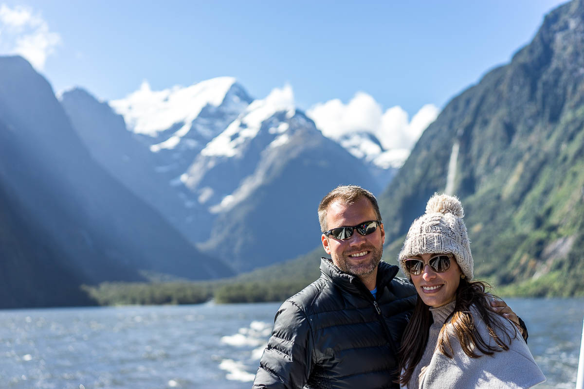 Best Luxury Designers Handbags fashion blogger with husband during Milford Sound cruise