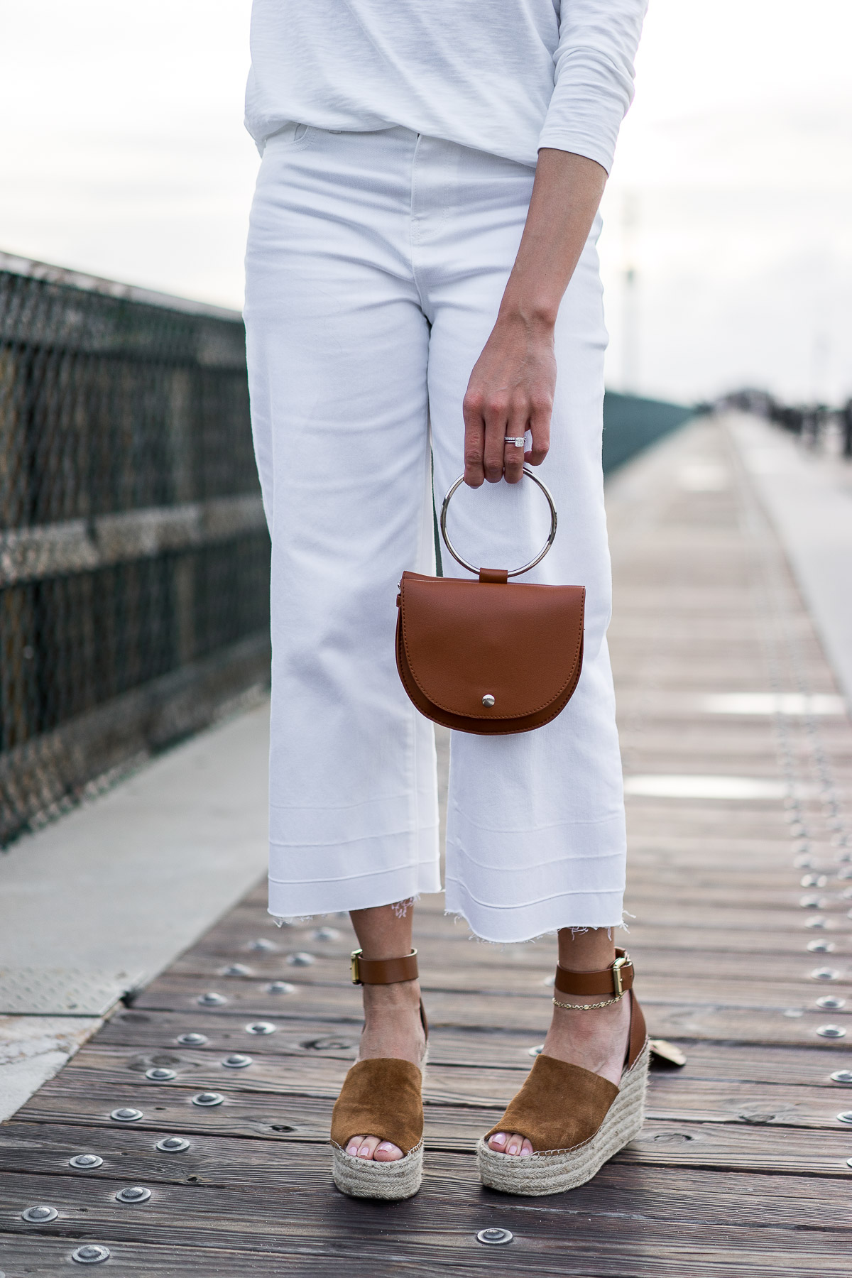 Old Navy's Spring collection includes high waist wide leg white ankle jeans as worn by blogger Amanda from Best Luxury Designers Handbags