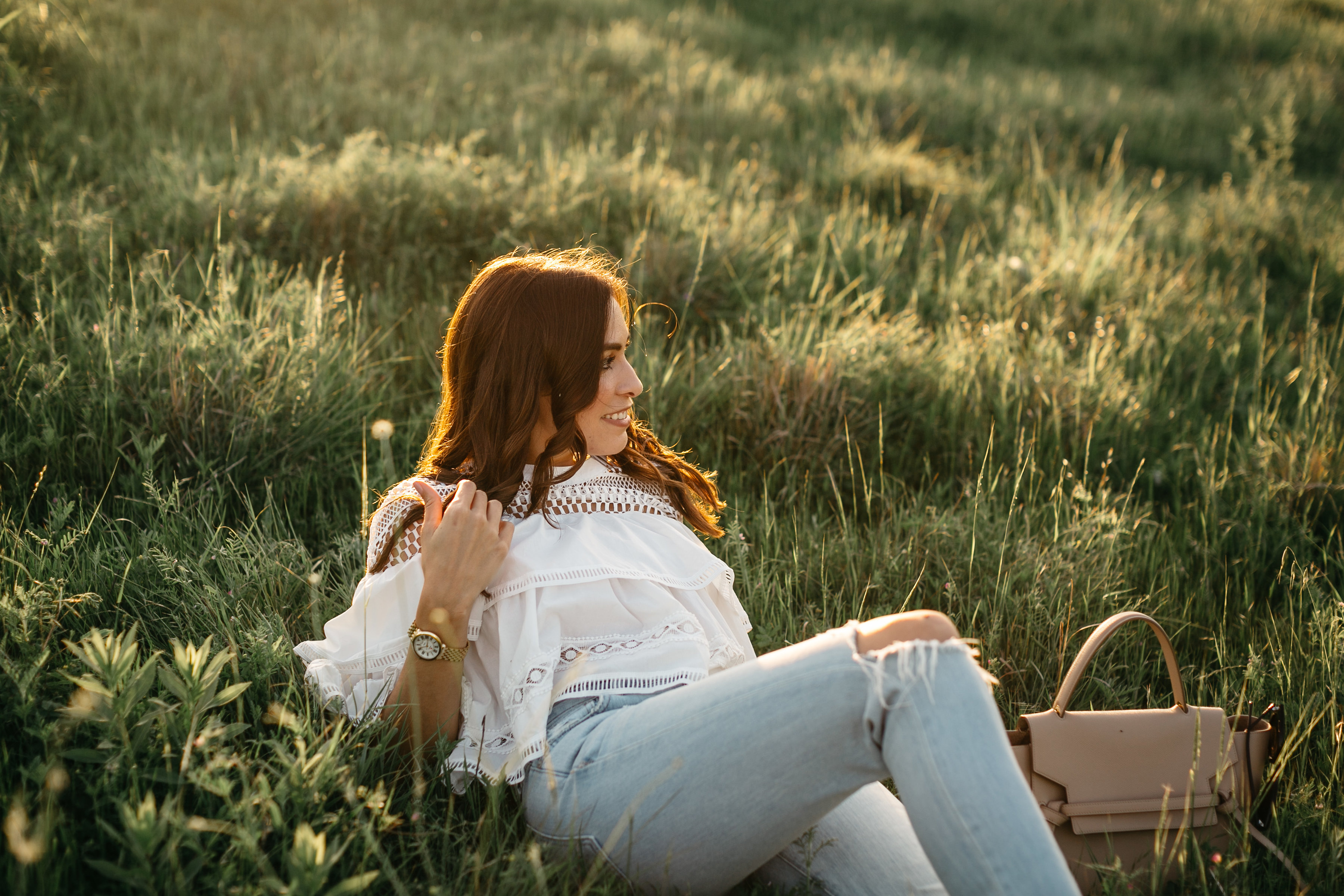 Lovers & Friends distressed denim worn with Chicwish tiered ruffle top by Dallas fashion blogger Amanda of Best Luxury Designers Handbags