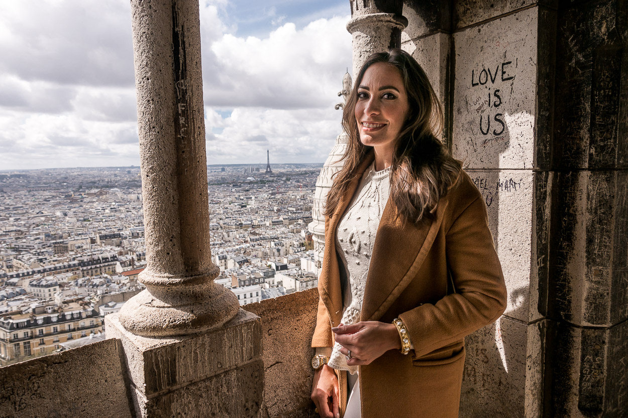 View from Sacre Coeur church after climbing to the top shown by Best Luxury Designers Handbags blogger Amanda for best things to do in Montmartre