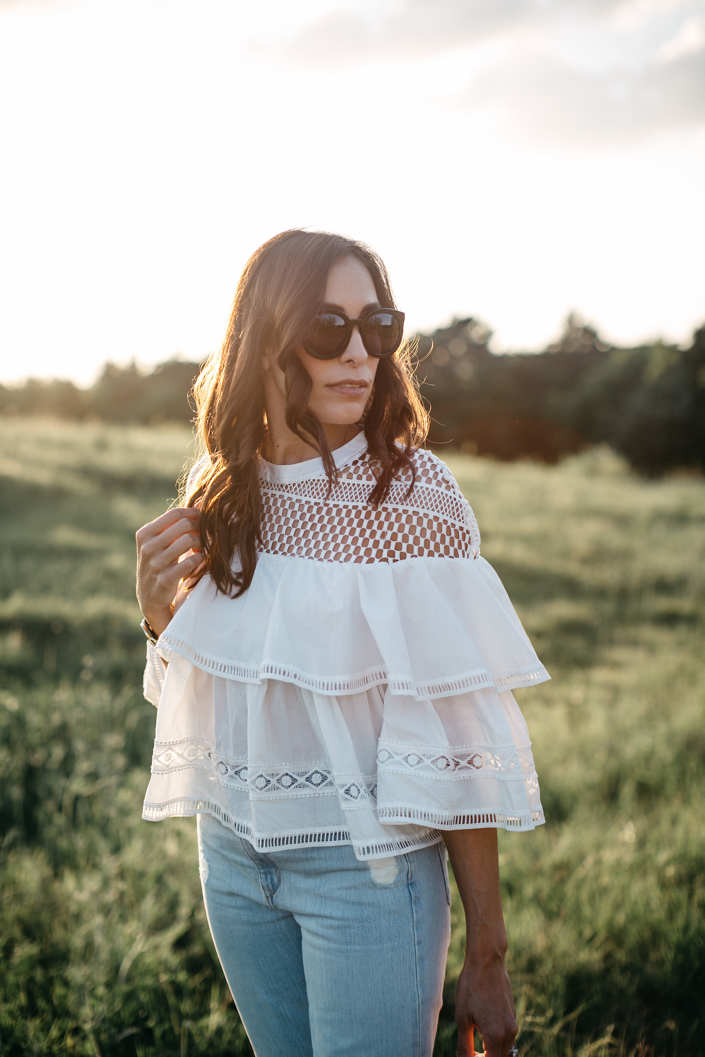 Tiered ruffle top from Chicwish worn by Amanda of Best Luxury Designers Handbags blog