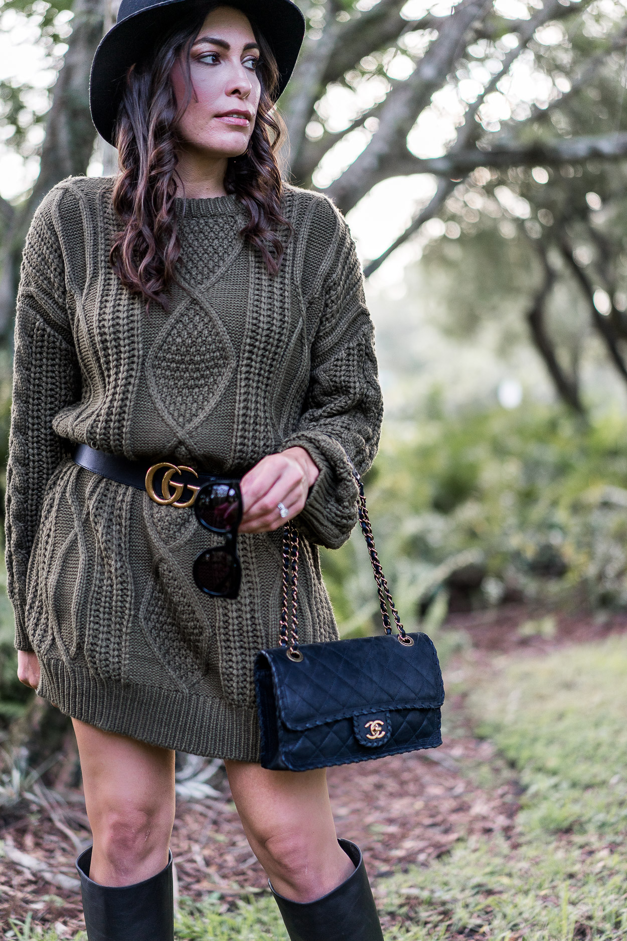Easy fall style is a Chicwish sweater dress worn by Amanda of Best Luxury Designers Handbags blog