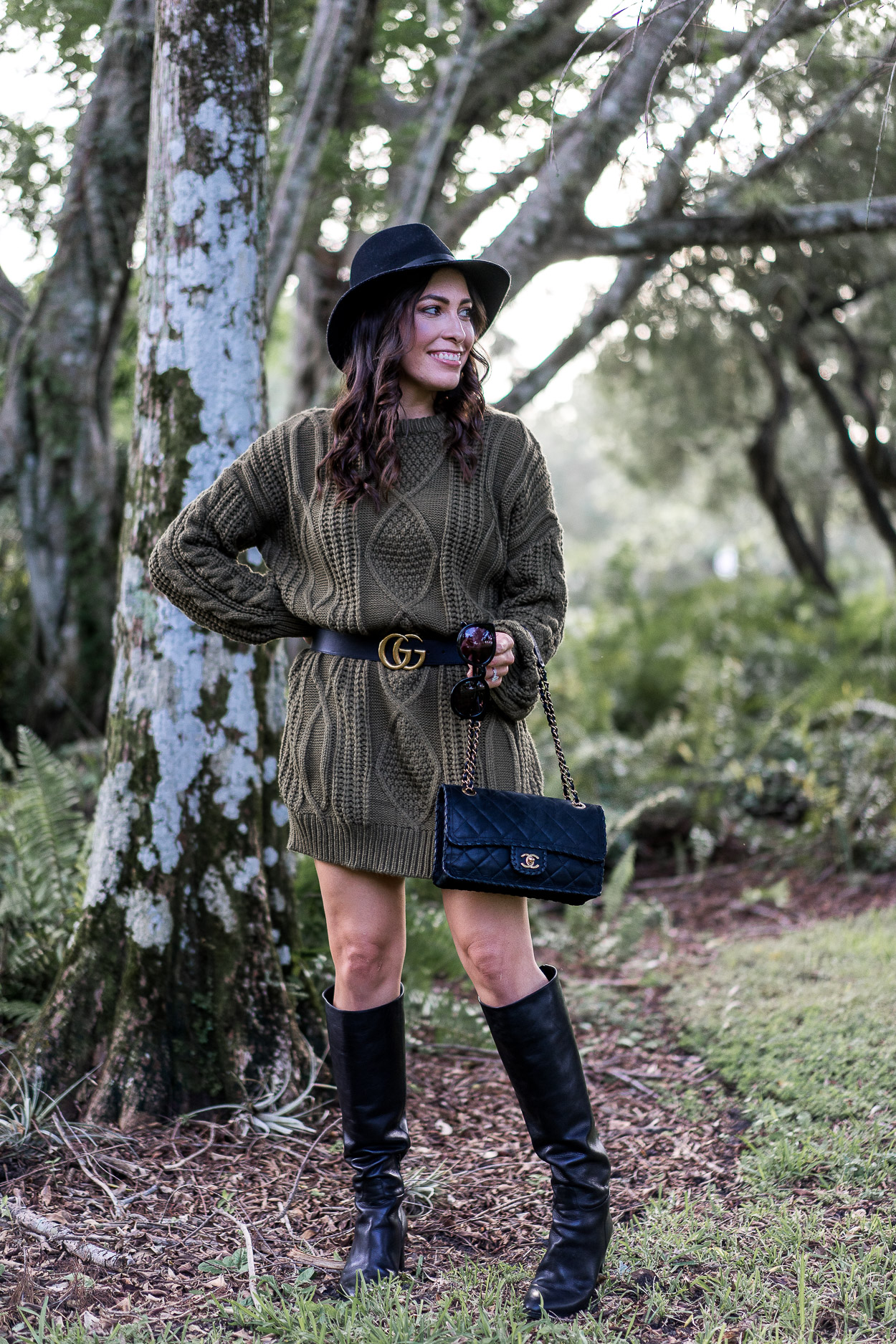 Cozy Chicwish sweater dress worn by Best Luxury Designers Handbags blogger