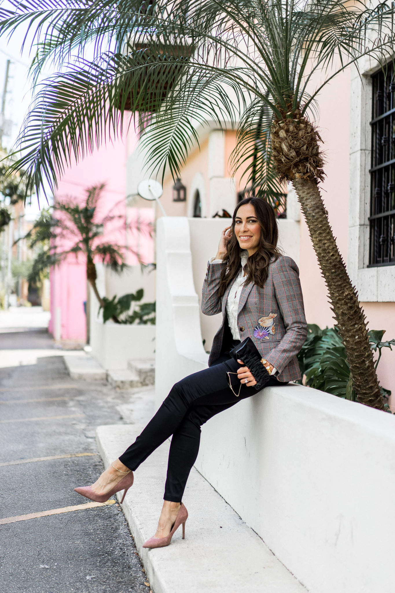 Anne Fontaine Epicea floral blazer and Eran leggings