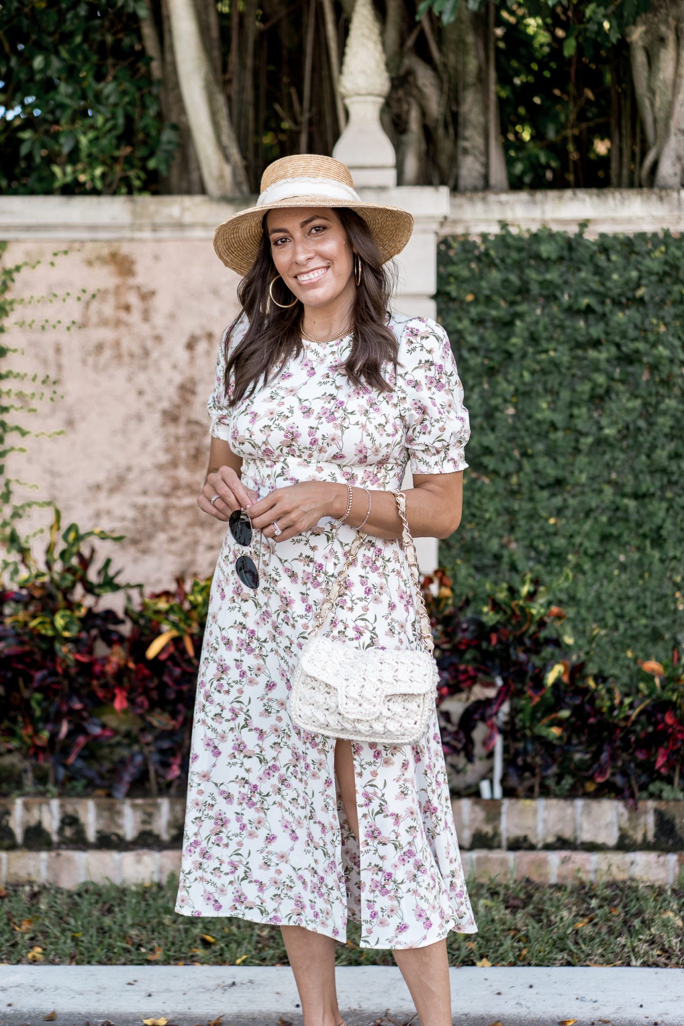 8 Affordable Fall Floral Dresses from Shopbop featured by top FL fashion blogger, Best Luxury Designers Handbags: image of a woman wearing a Renamed Apparel floral dress.